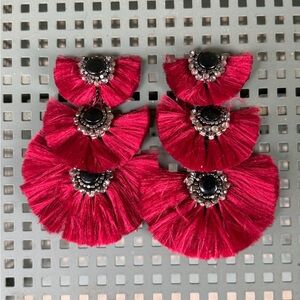 Anthropologie Tassel Fan Drop Earrings